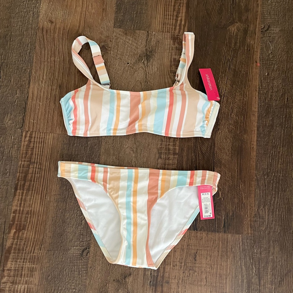 Xhilaration Colorful Striped Swim Set